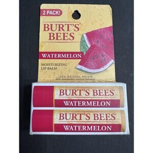 Burt's Bees Moisturizing Lip Balm 2 Pack Watermelon Dry Chapped Lips NEW